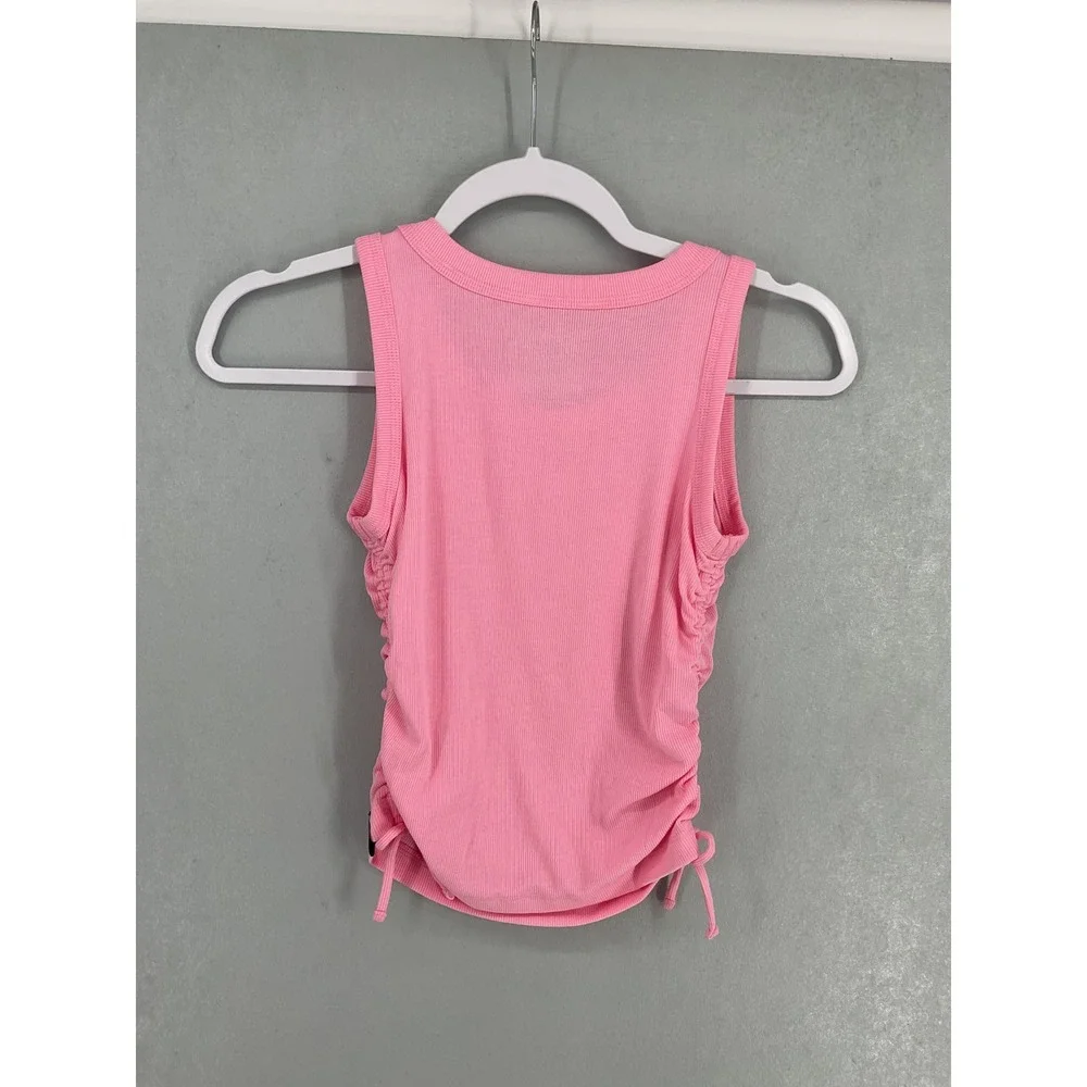 Justice Girls Tank Top Cinch Side Ribbed Pink Sport Club M 10